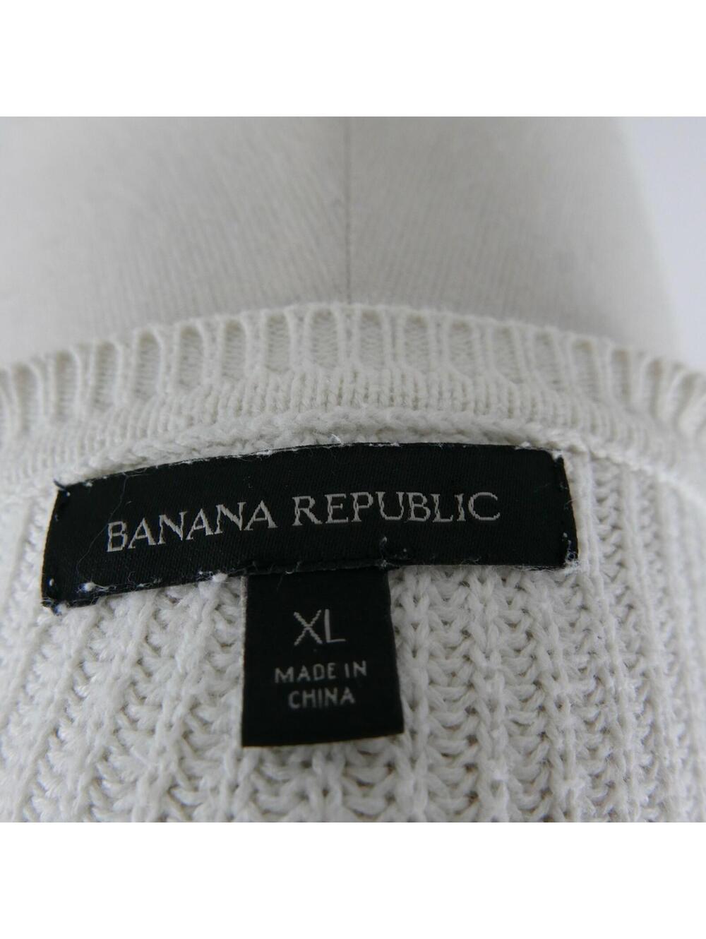 Banana Republic Womens Ribbed Scoop Neck White Sweater Sheer Trim XL - Picture 8 of 9